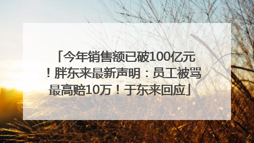 今年销售额已破100亿元！胖东来最新声明：员工被骂最高赔10万！于东来回应